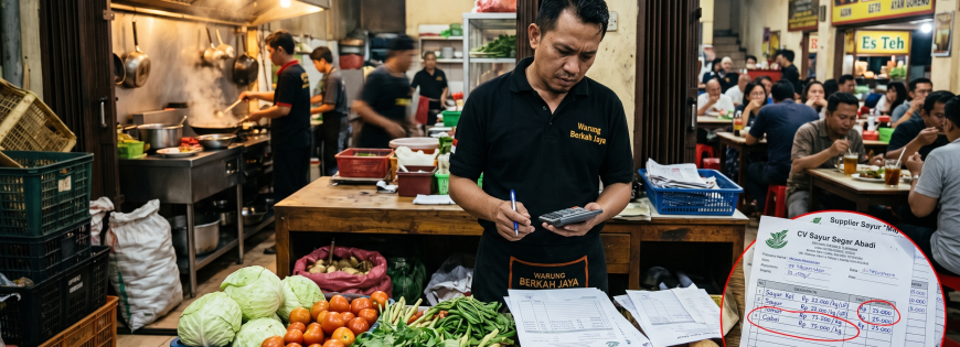 Ilustrasi owner resto kebingungan karena biaya yang boncos.
