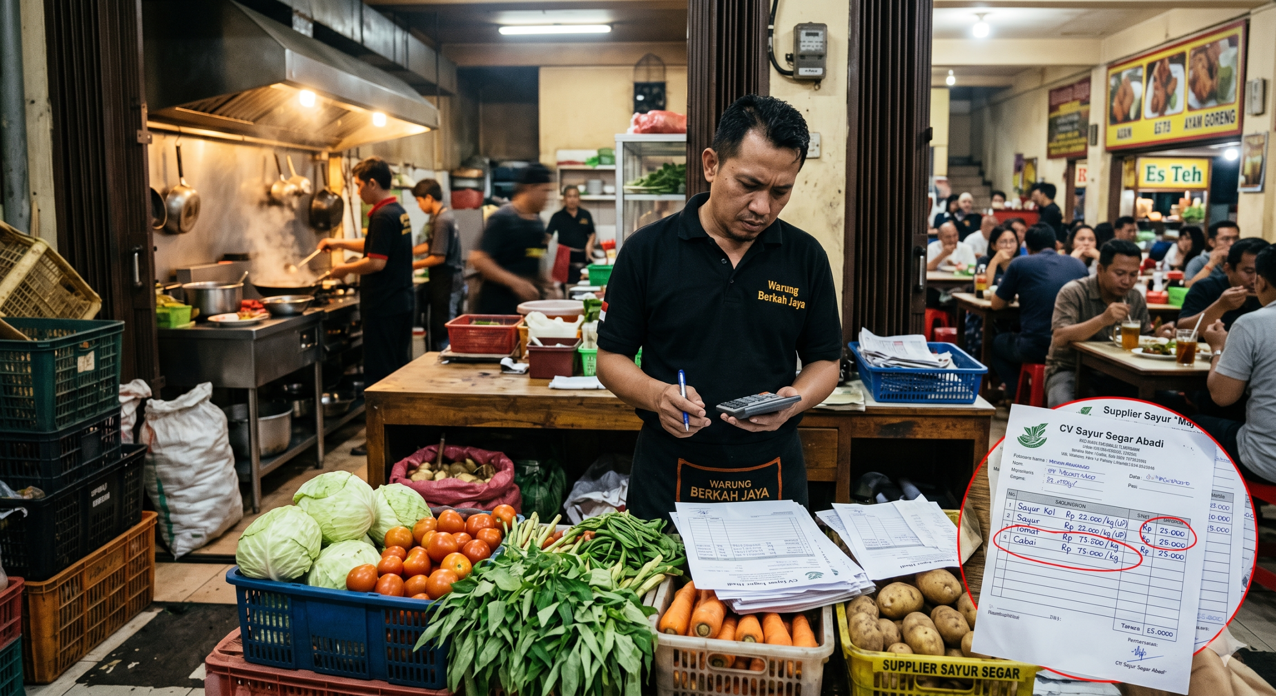 Ilustrasi owner resto kebingungan karena biaya yang boncos.